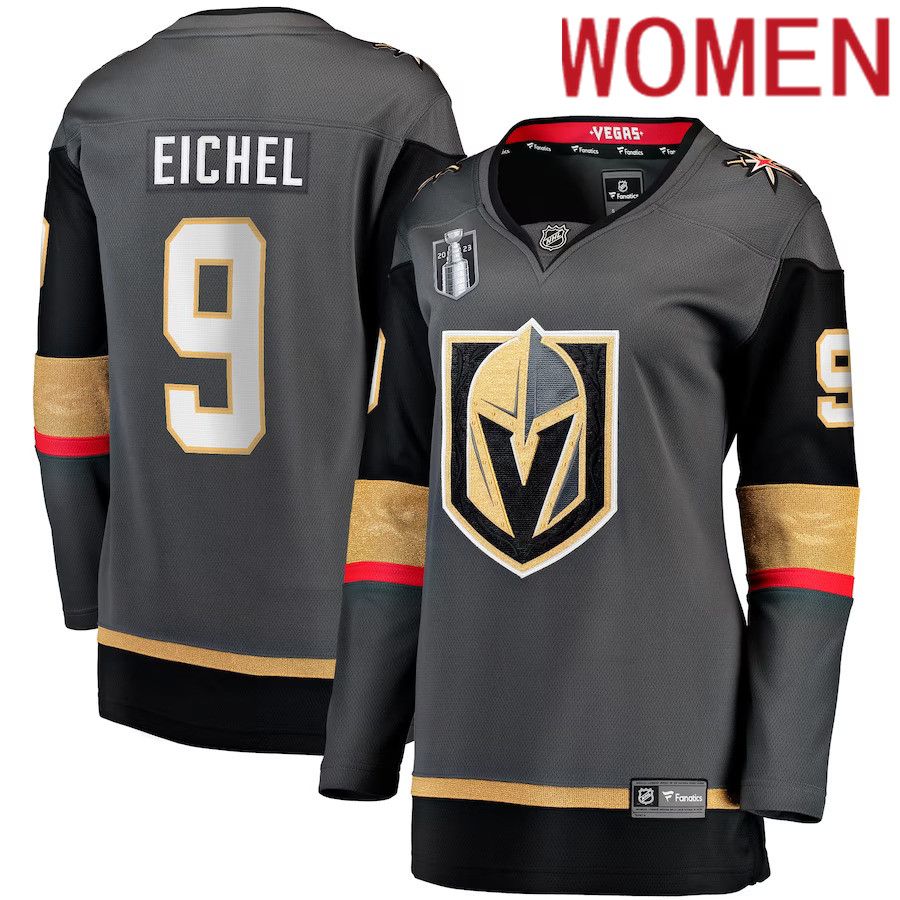 Women Vegas Golden Knights 9 Jack Eichel Fanatics Branded Black 2023 Stanley Cup Final Alternate Breakaway Player NHL Jersey